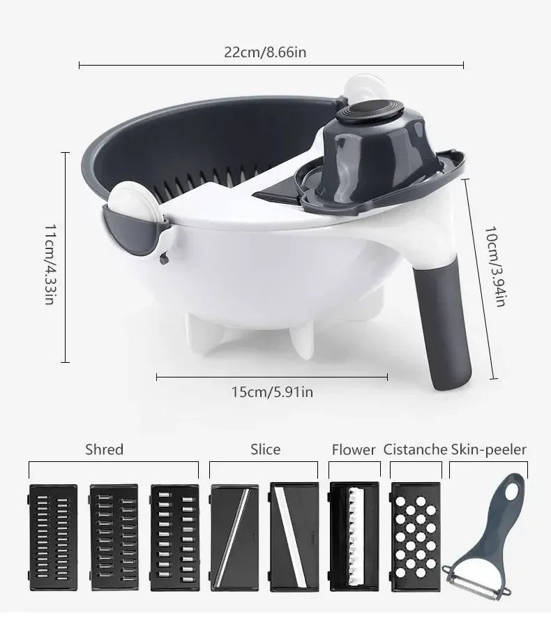 Multifunctional Rotate Vegetable Cutter With Drain Basket - Lebanon Trends