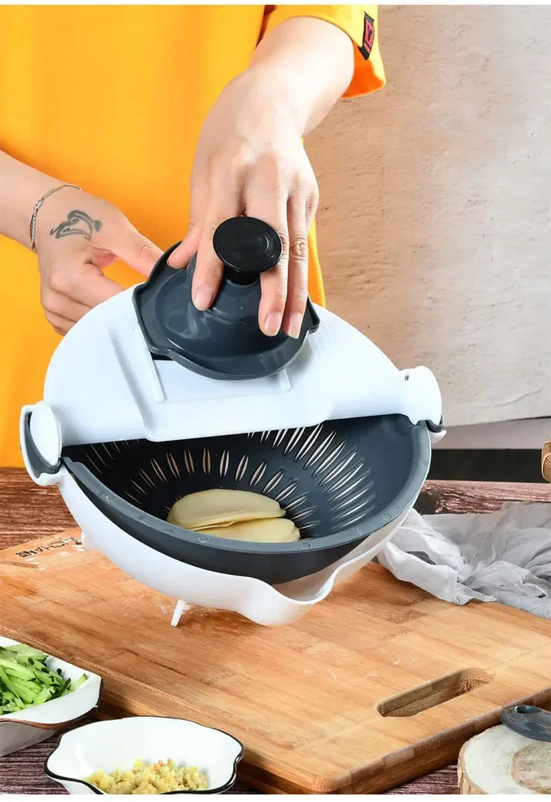 Multifunctional Rotate Vegetable Cutter With Drain Basket - Lebanon Trends