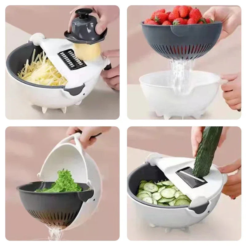 Multifunctional Rotate Vegetable Cutter With Drain Basket - Lebanon Trends