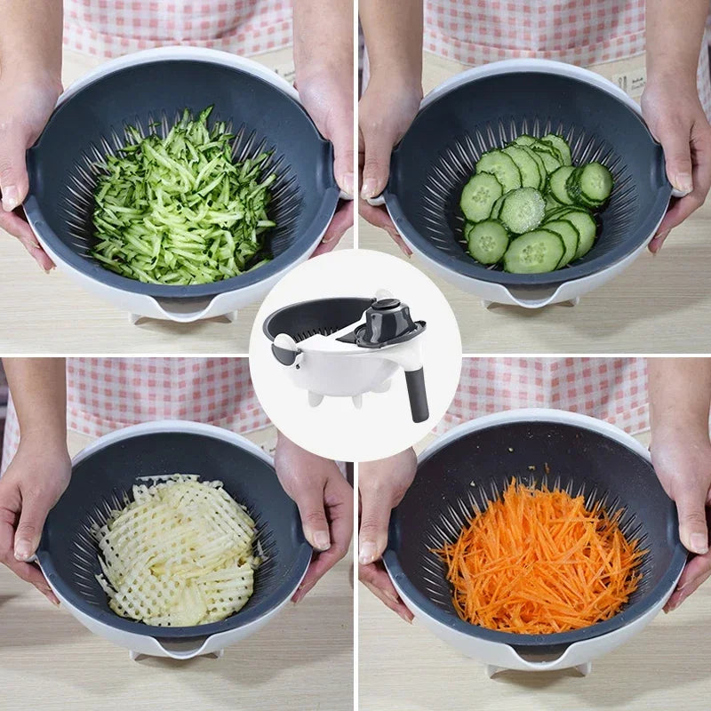 Multifunctional Rotate Vegetable Cutter With Drain Basket - Lebanon Trends