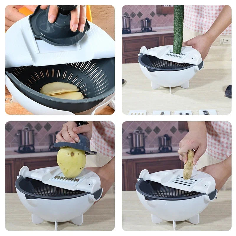 Multifunctional Rotate Vegetable Cutter With Drain Basket - Lebanon Trends