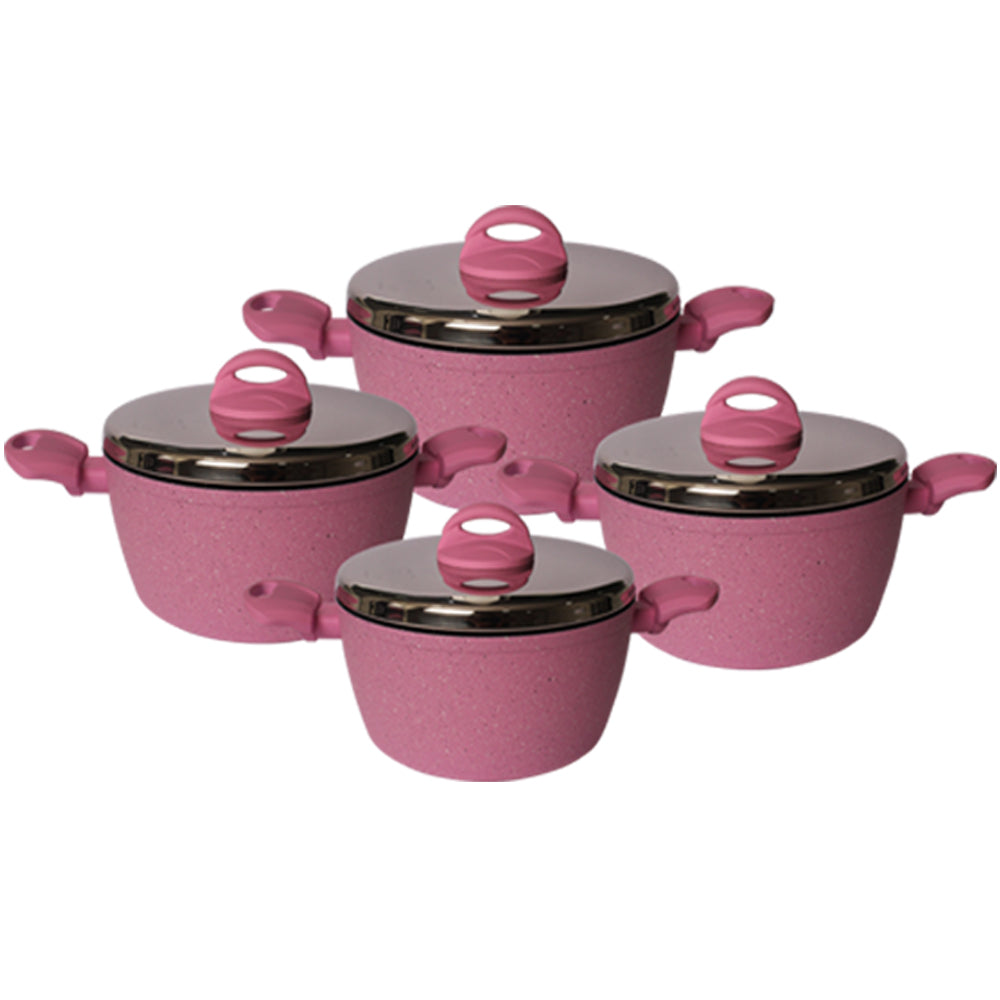 Lava Stone Granite 4-Pots Cookware Set Pink - Lebanon Trends