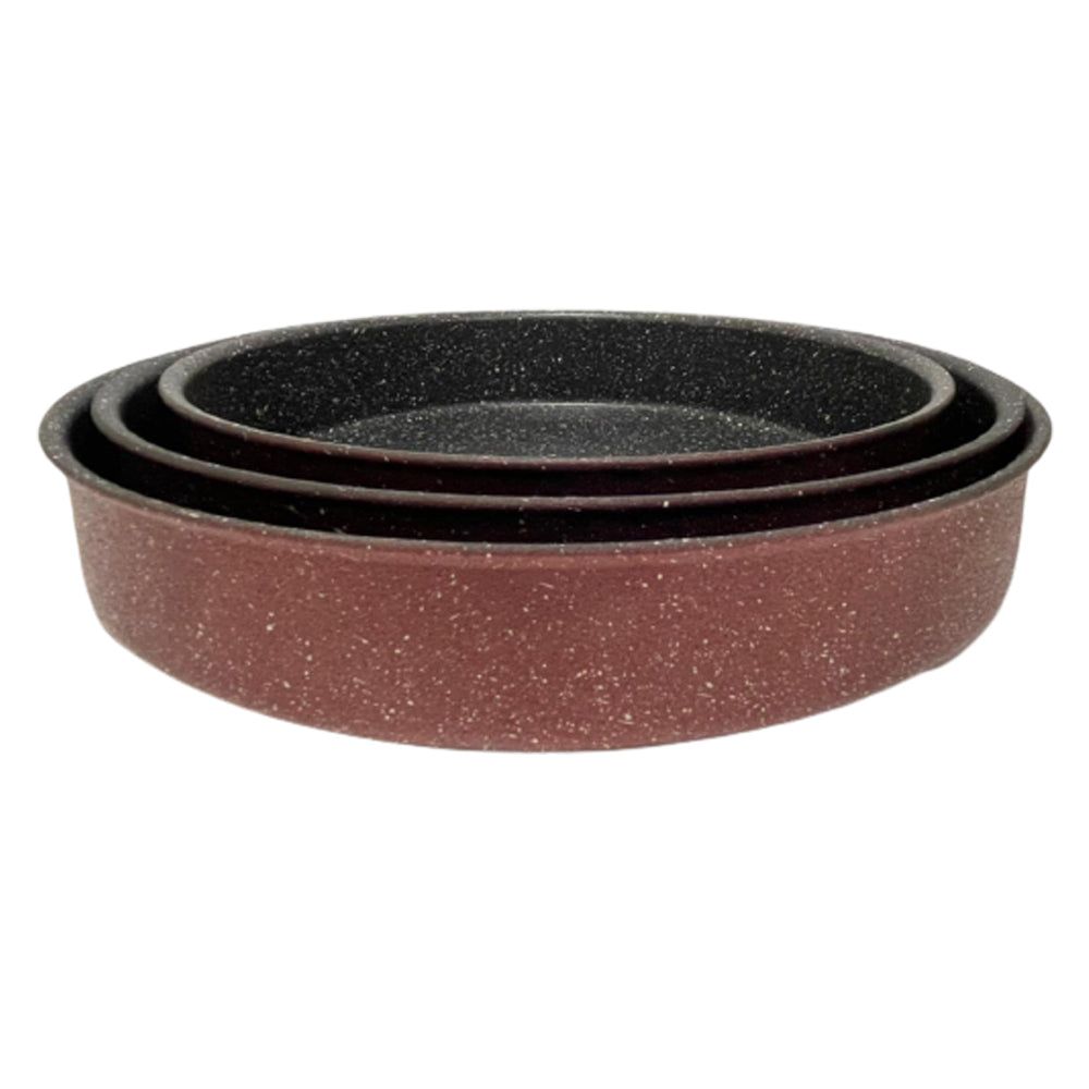 Lava Stone Granite 3PCS Round Pans Burgundy - Lebanon Trends