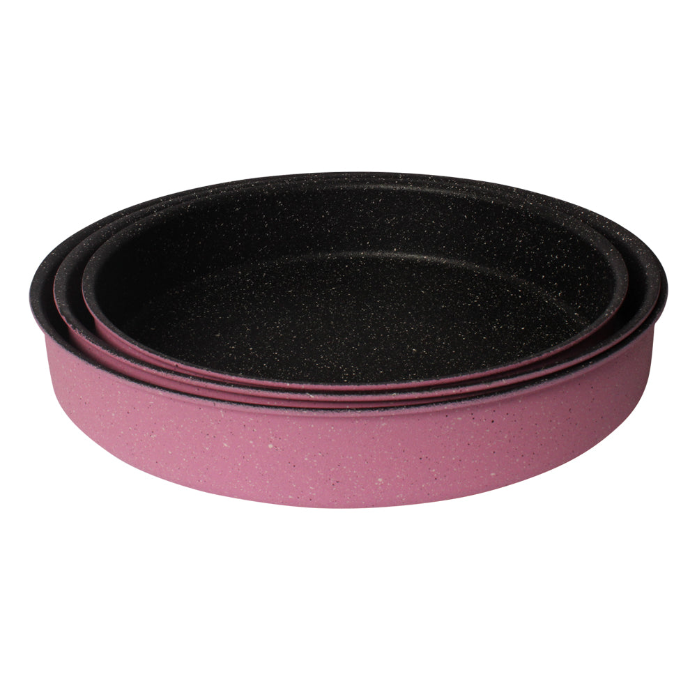 Lava Stone Granite 3PCS Round Pans Pink - Lebanon Trends