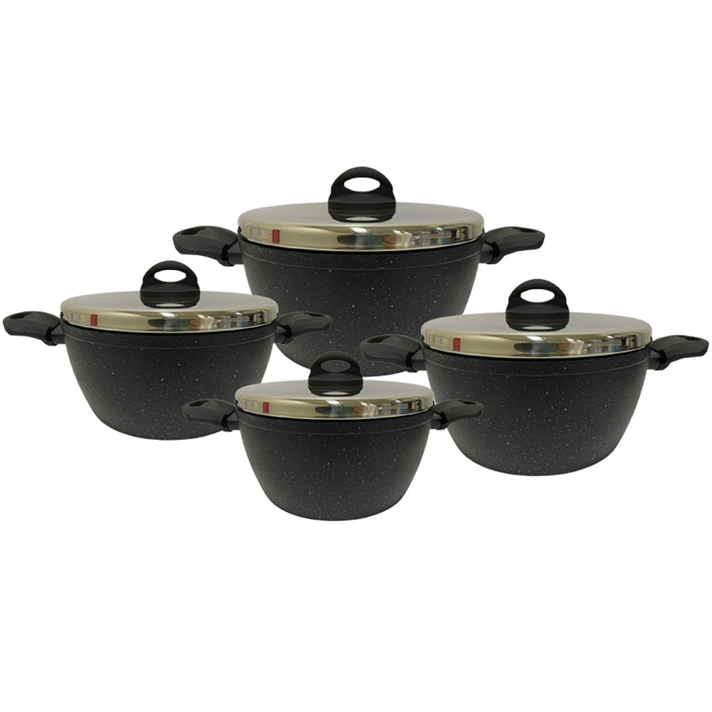 Lava Stone Granite 4-Pots Cookware Set Black - Lebanon Trends